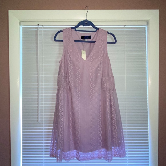 Lilac Lace Mini Dress - Picture 1 of 5